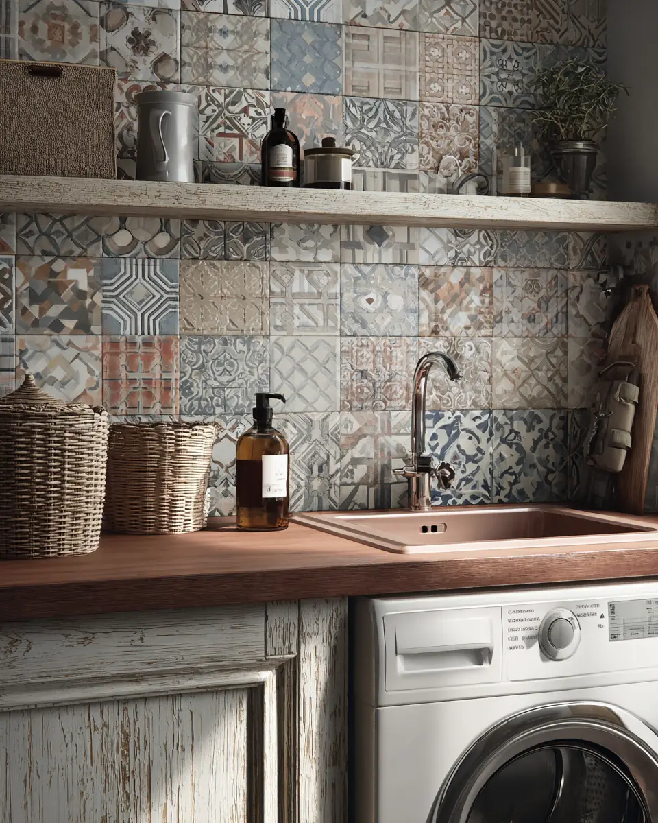 Warm Wood Vintage Laundry Room Decor Ideas