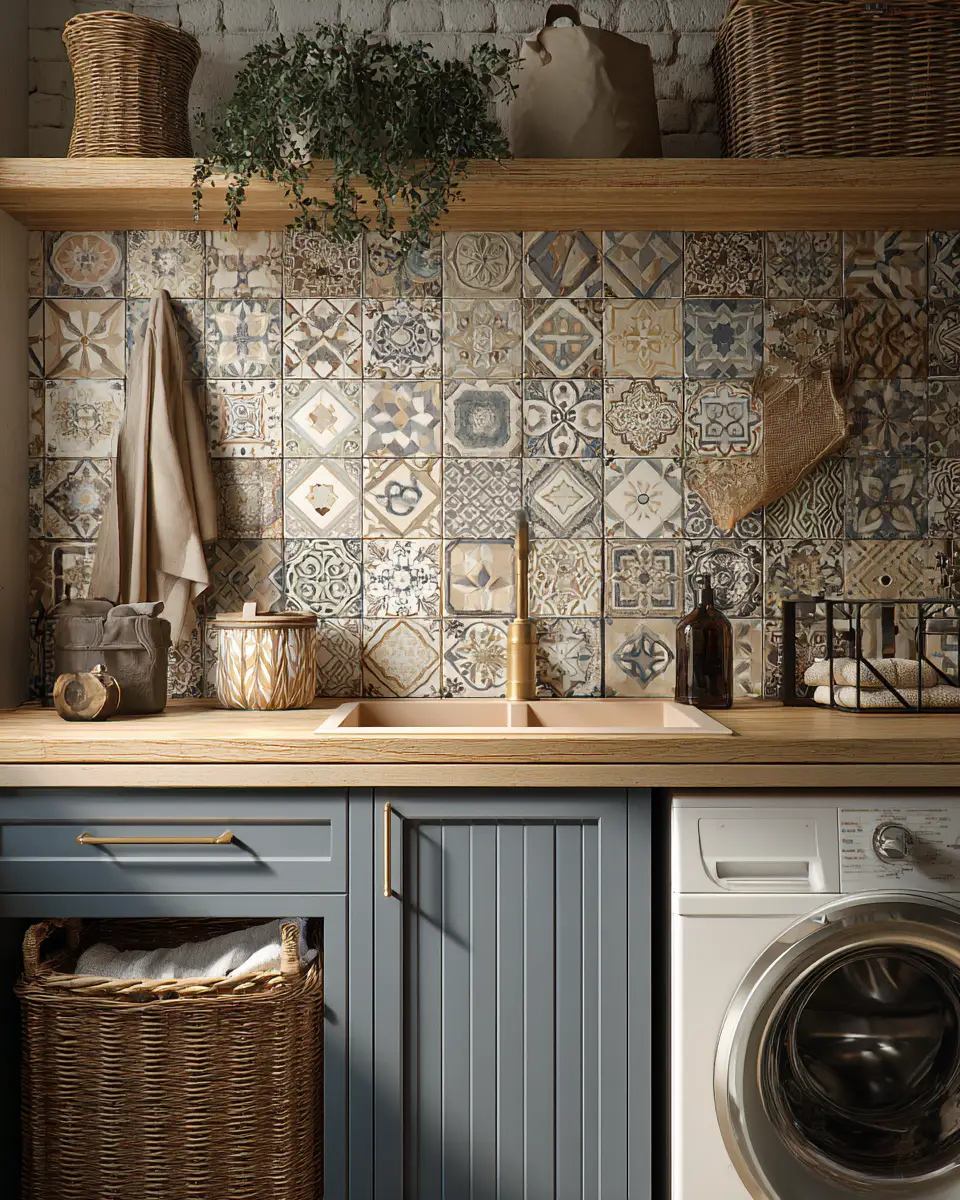 Warm Wood Vintage Laundry Room Decor Ideas