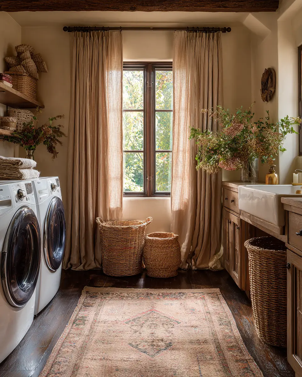 Warm Wood Vintage Laundry Room Decor Ideas