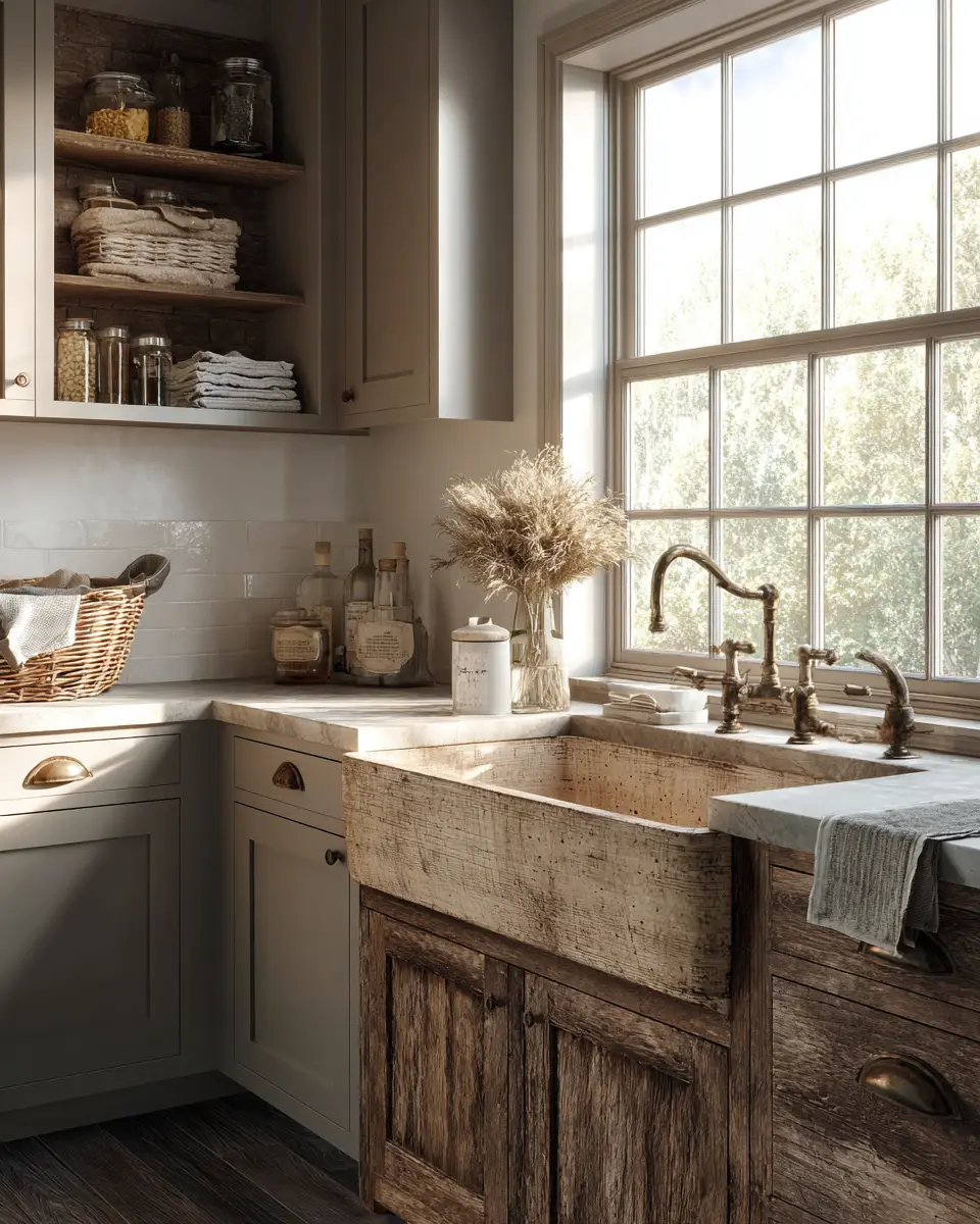 Warm Wood Vintage Laundry Room Decor Ideas