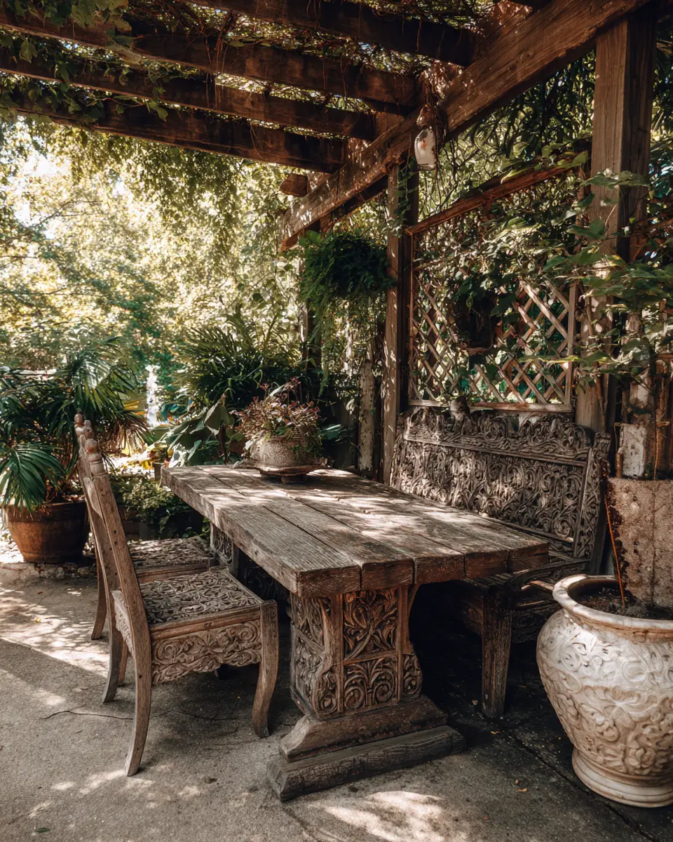 Warm Wood Vintage Patio Decor Ideas