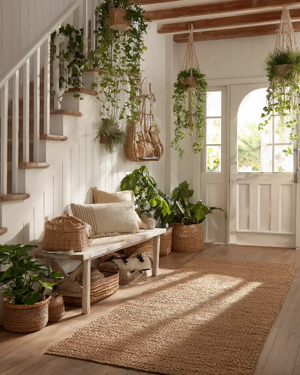 White Boho Entryway Decor Ideas