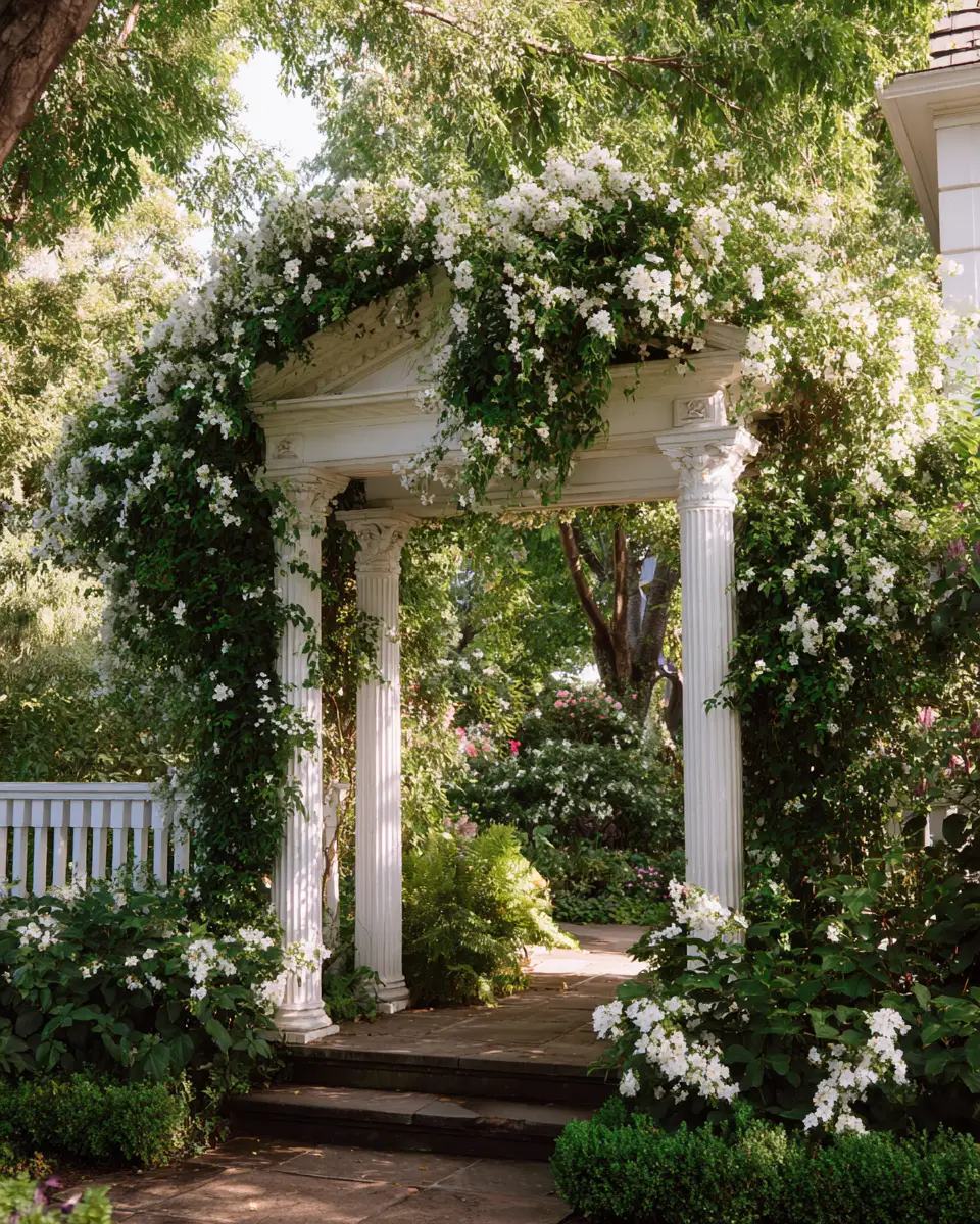 White Classic Garden Decor Ideas
