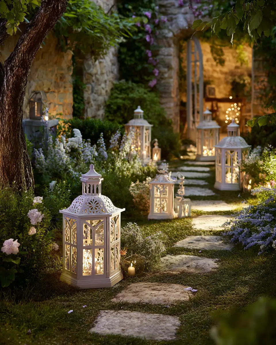 White Classic Garden Decor Ideas
