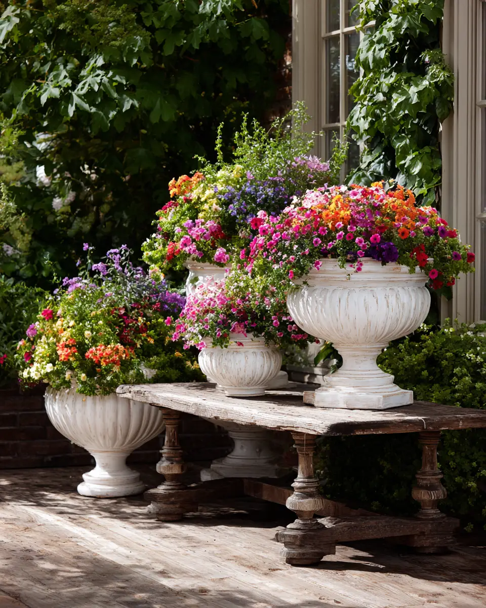 White Classic Garden Decor Ideas