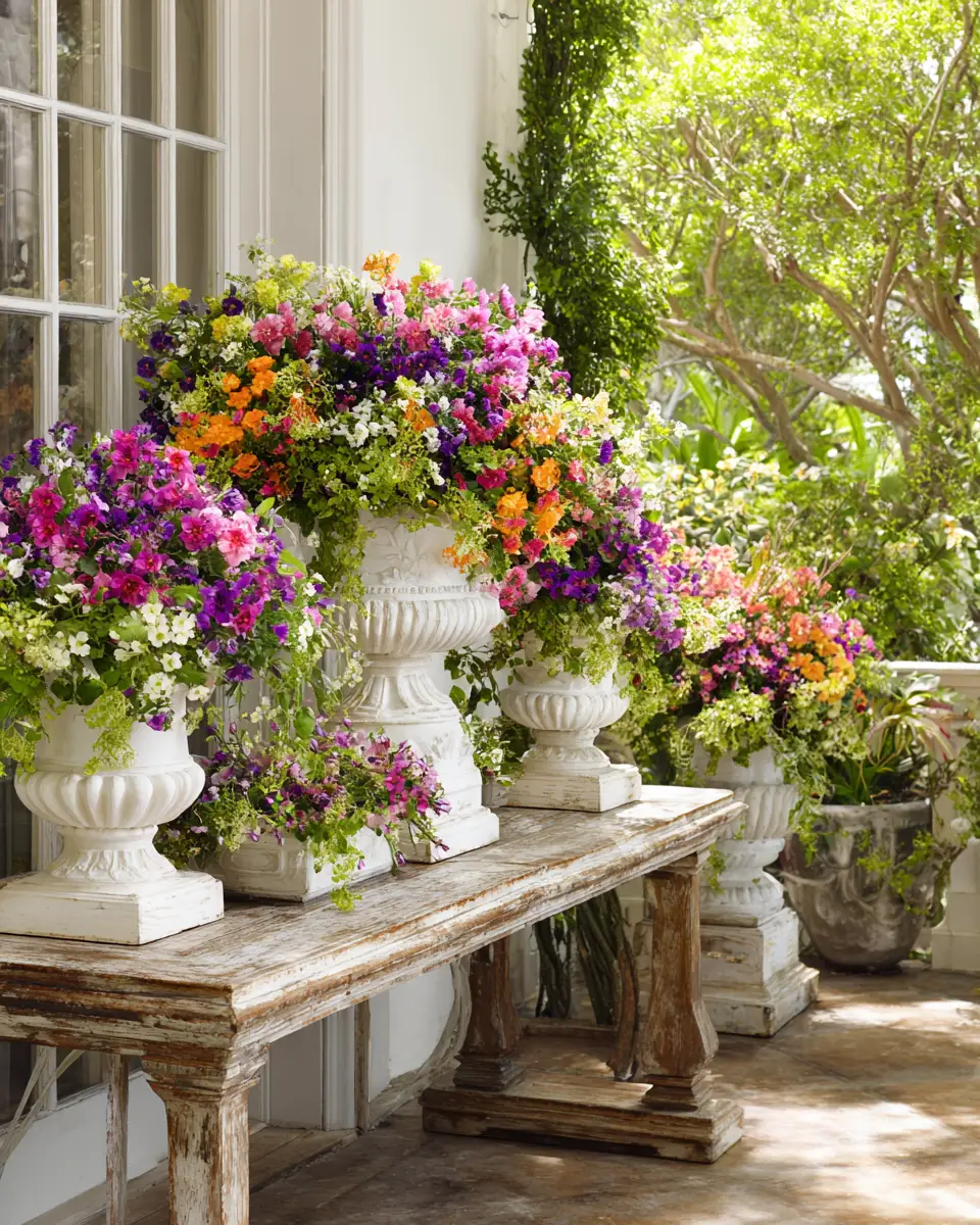 White Classic Garden Decor Ideas