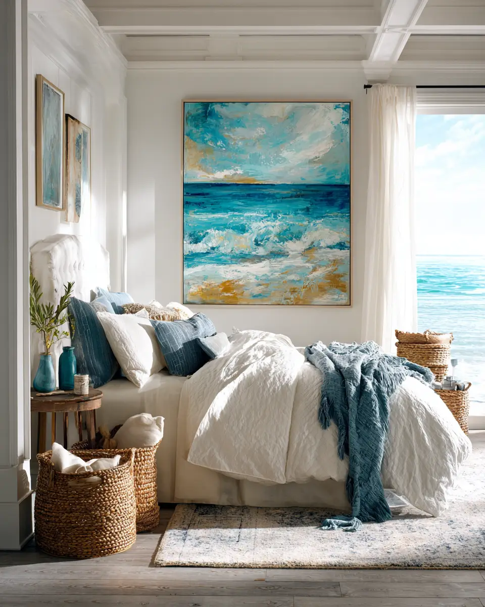 White Coastal Bedroom Decor Ideas