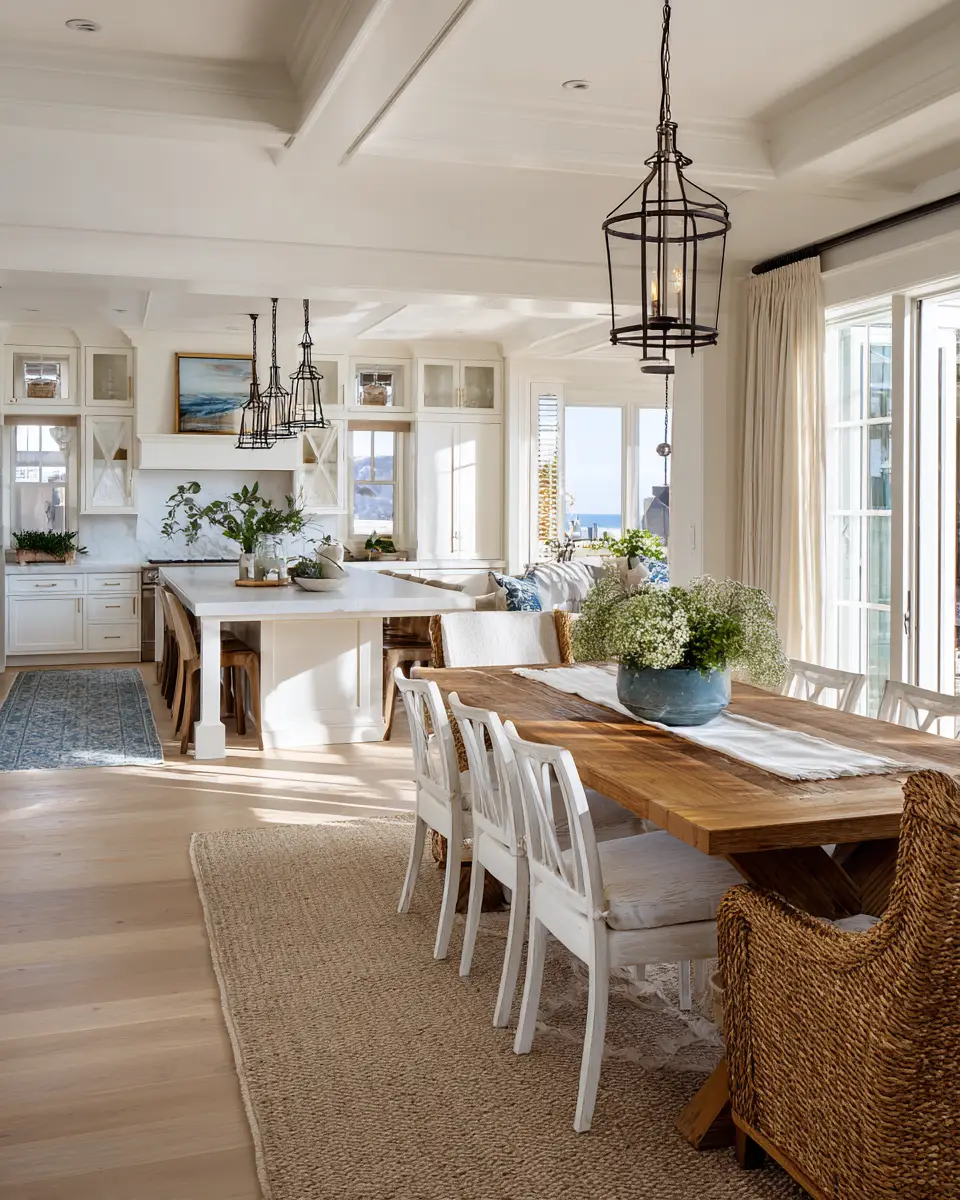 White Coastal Dining Room Decor Ideas - Featured