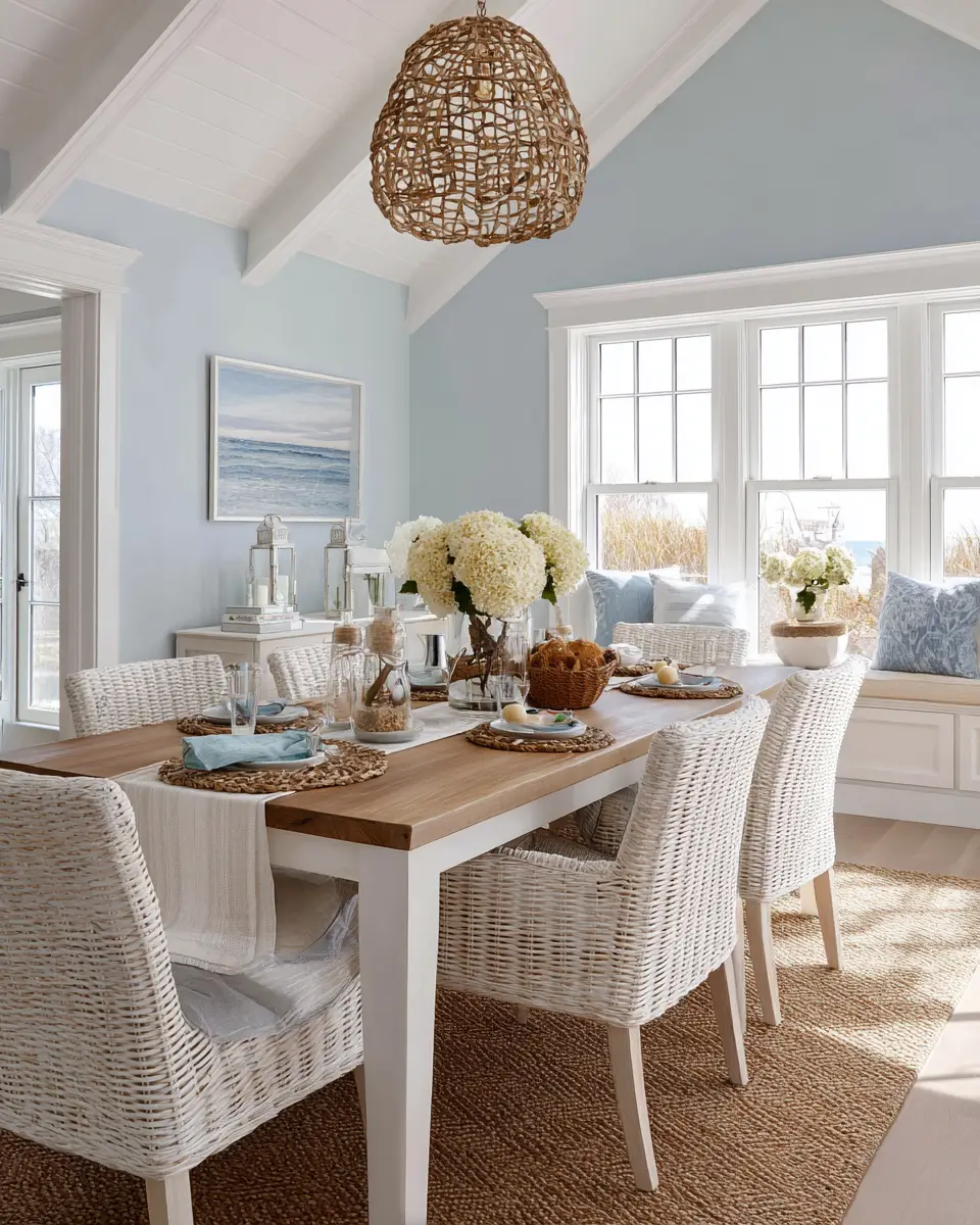 White Coastal Dining Room Decor Ideas