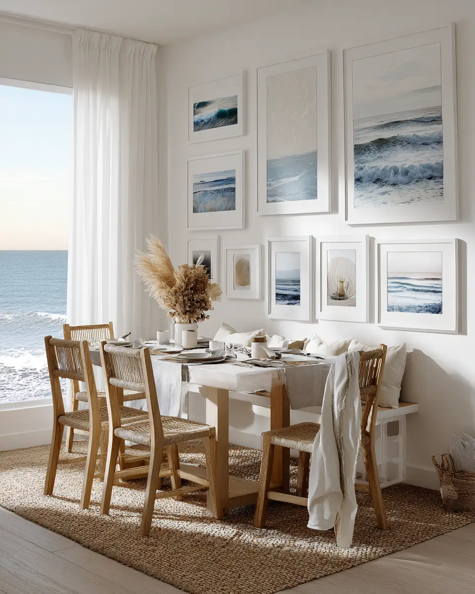 White Coastal Dining Room Decor Ideas