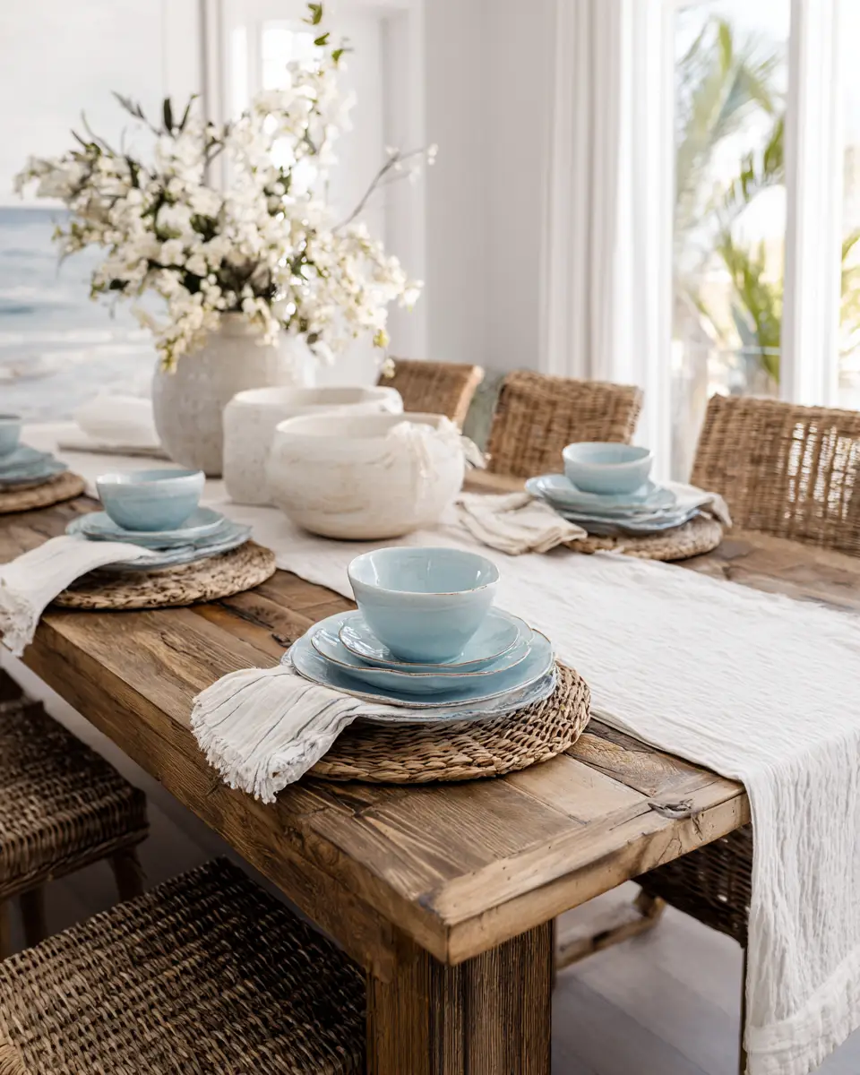 White Coastal Dining Room Decor Ideas