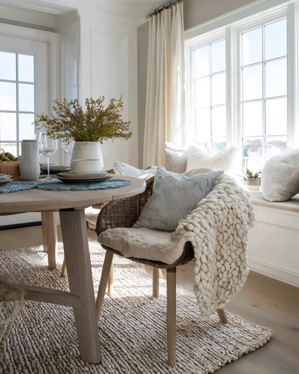 White Coastal Dining Room Decor Ideas