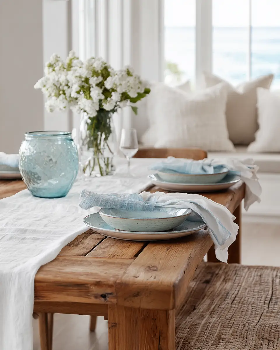 White Coastal Dining Room Decor Ideas