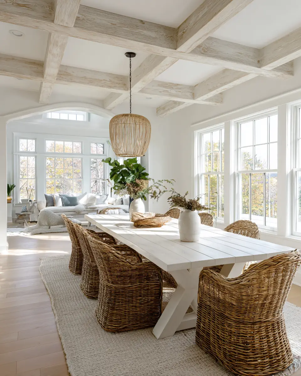 White Coastal Dining Room Decor Ideas