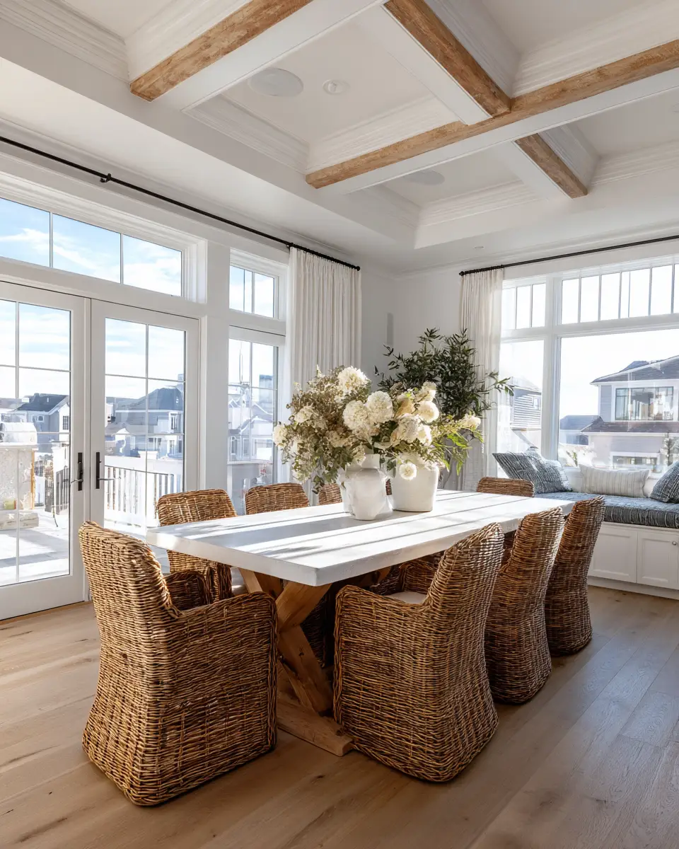 White Coastal Dining Room Decor Ideas