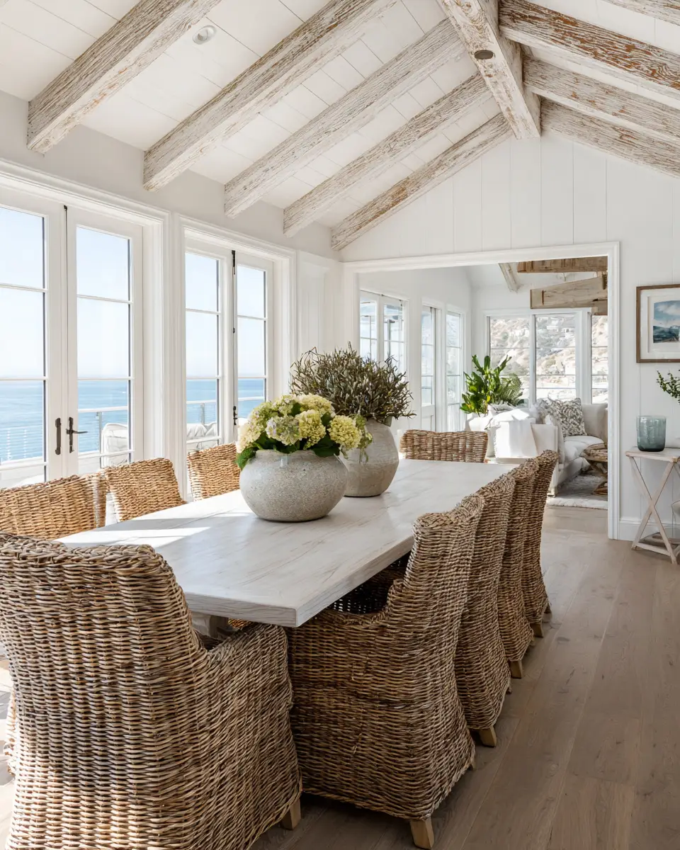 White Coastal Dining Room Decor Ideas