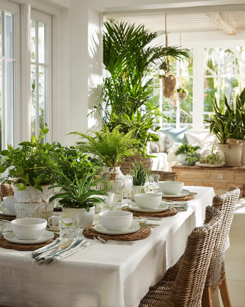 White Coastal Dining Room Decor Ideas
