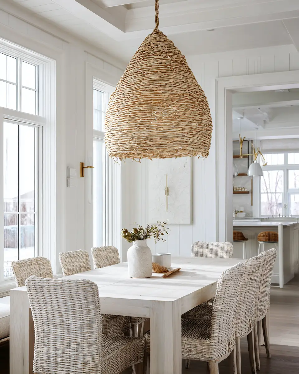 White Coastal Dining Room Decor Ideas