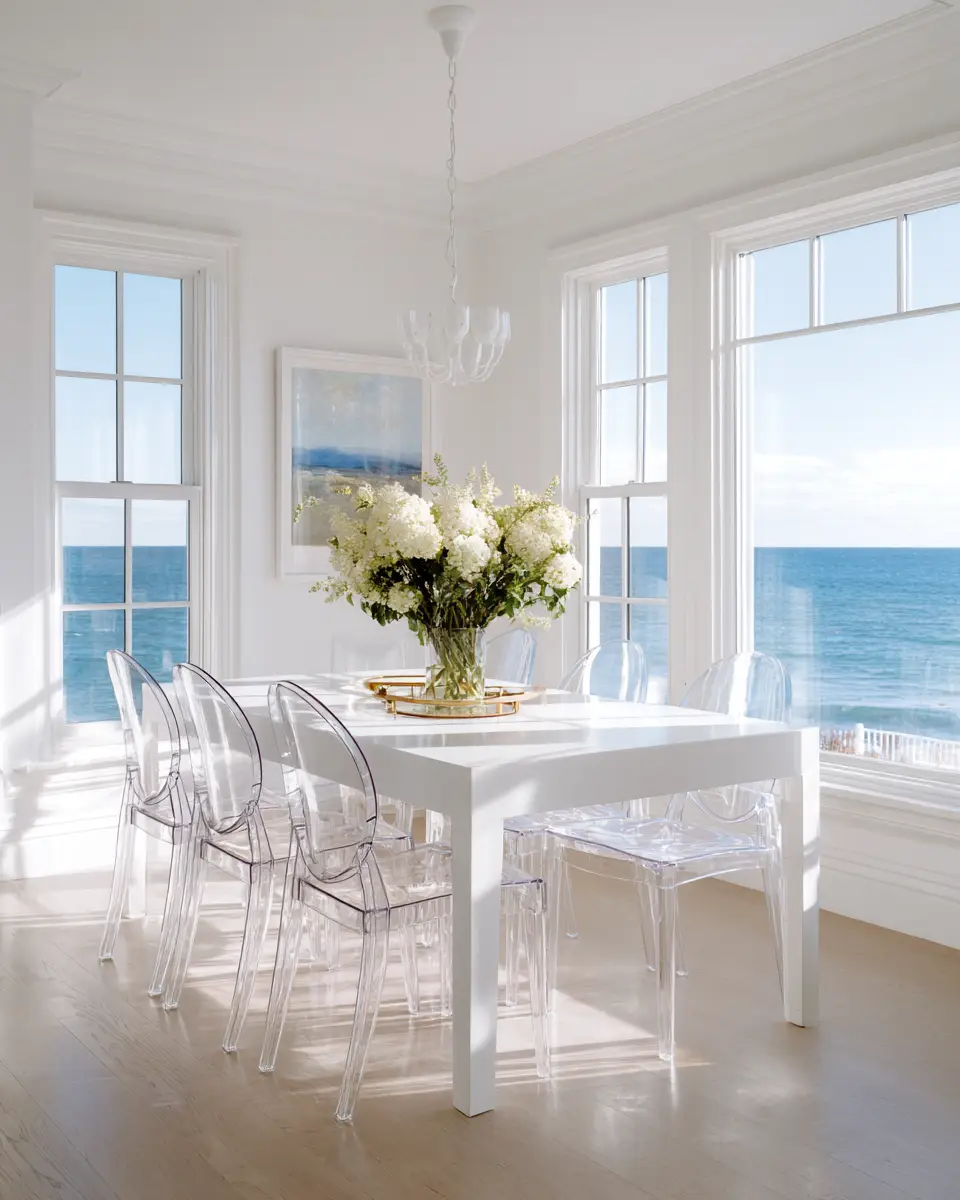 White Coastal Dining Room Decor Ideas