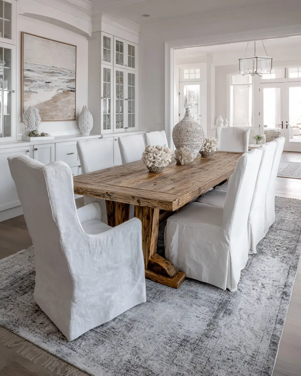 White Coastal Dining Room Decor Ideas