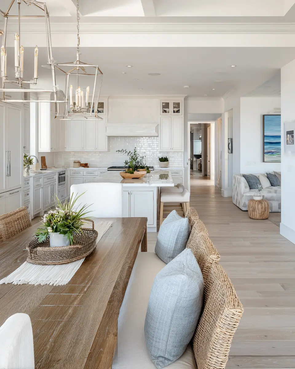 White Coastal Dining Room Decor Ideas