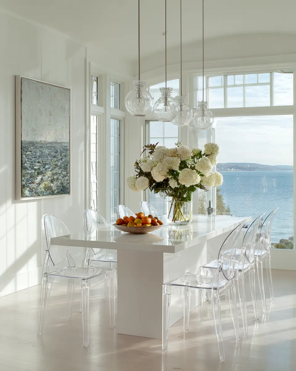 White Coastal Dining Room Decor Ideas