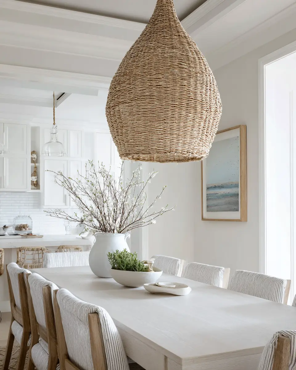 White Coastal Dining Room Decor Ideas