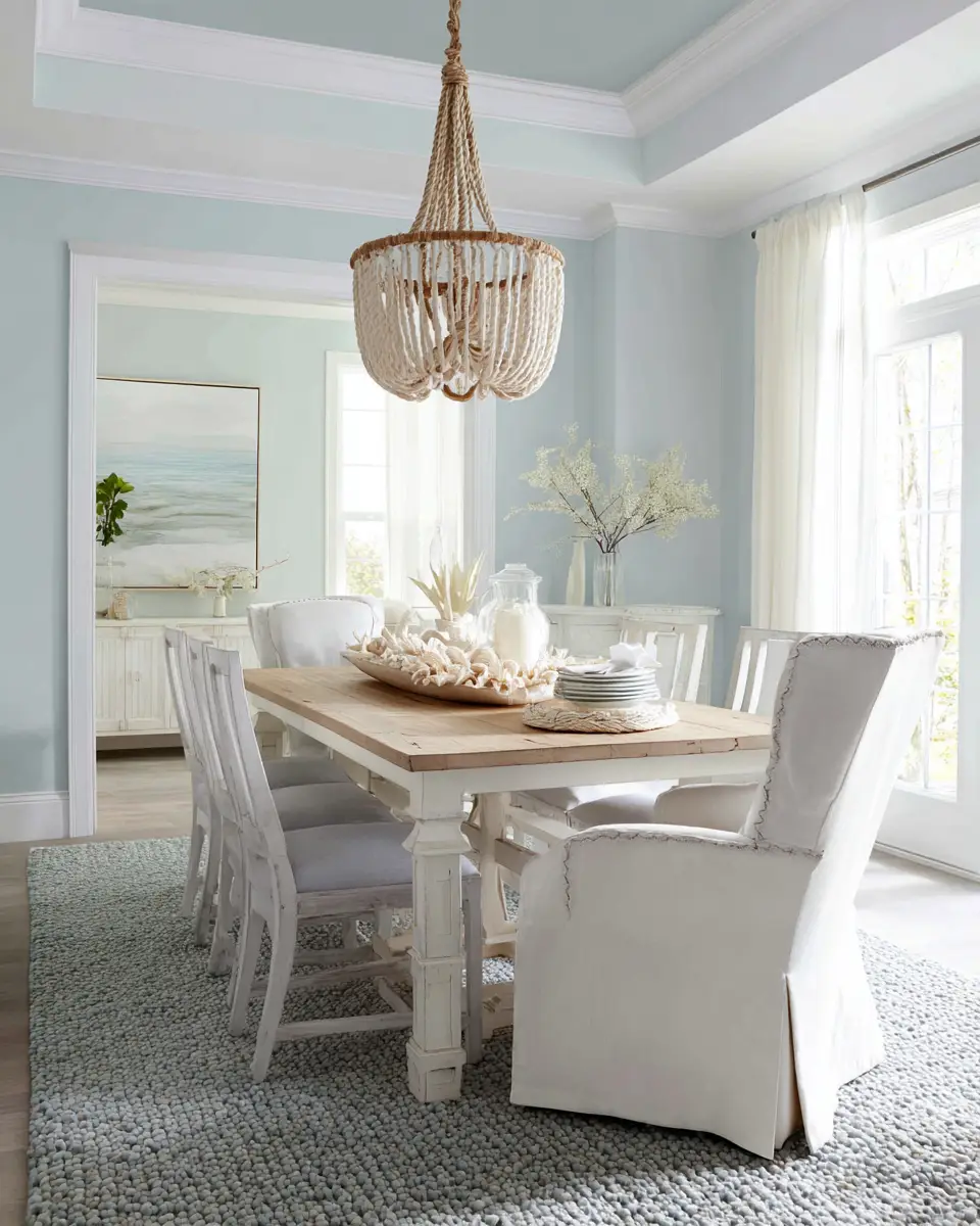 White Coastal Dining Room Decor Ideas