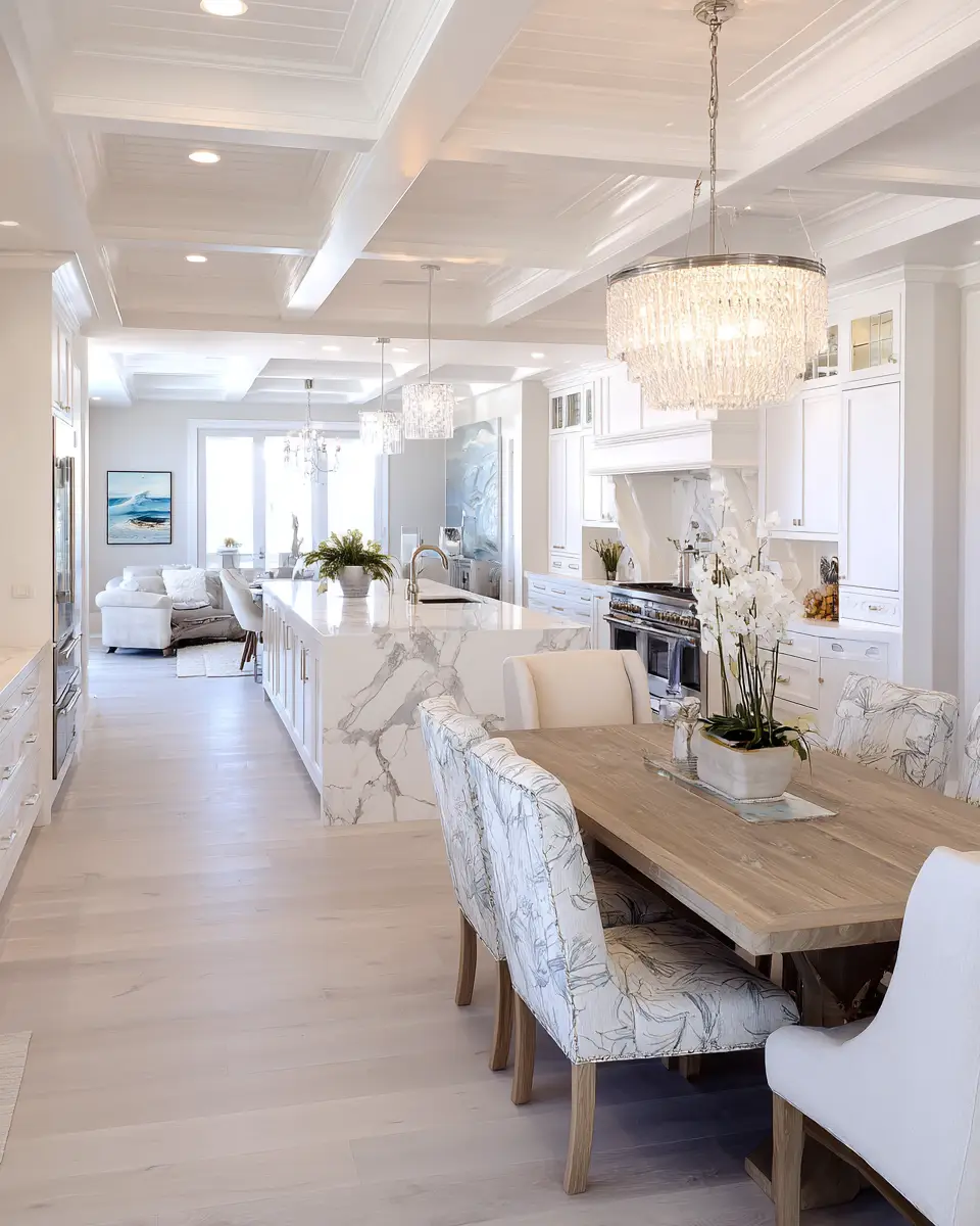 White Coastal Dining Room Decor Ideas