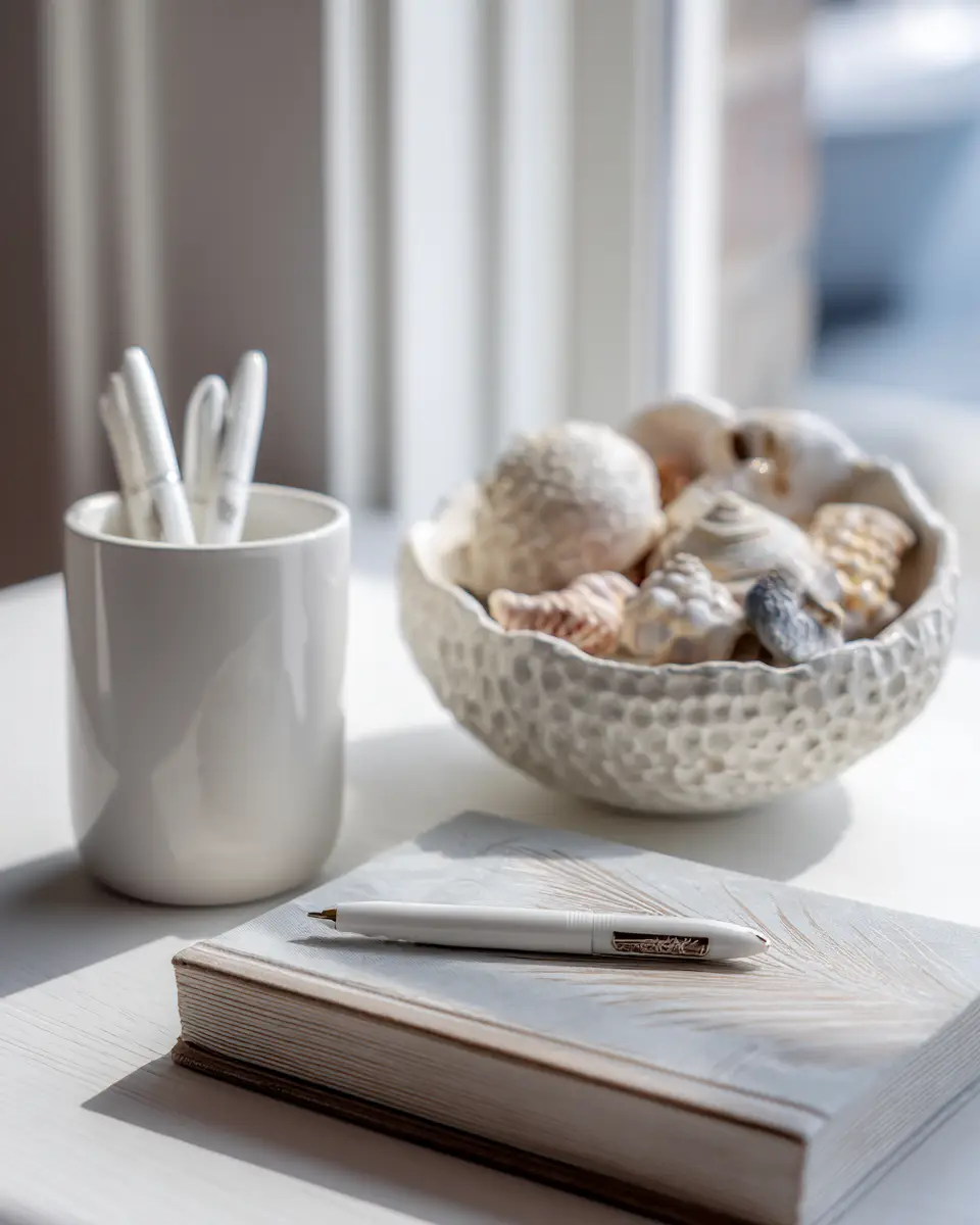 White Coastal Home Office Decor Ideas