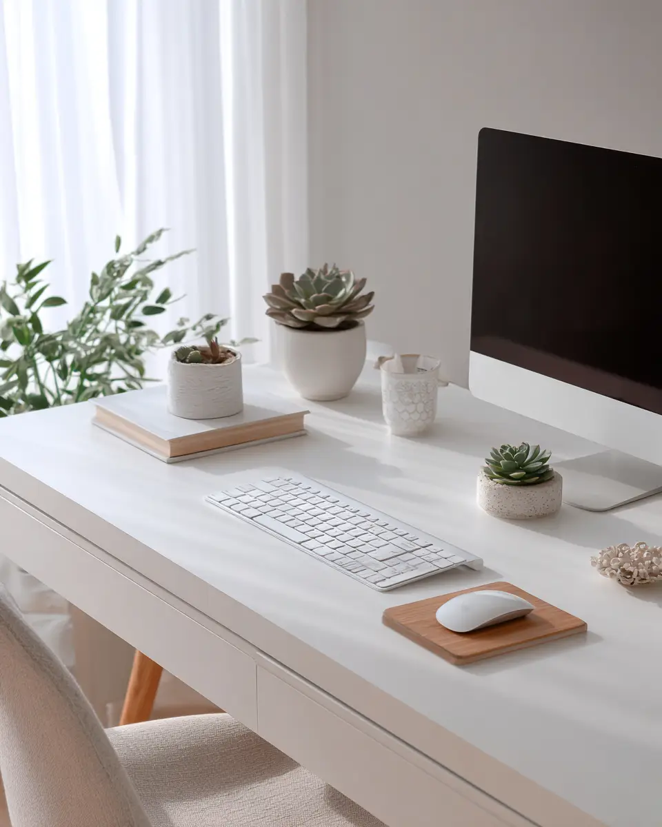 White Coastal Home Office Decor Ideas