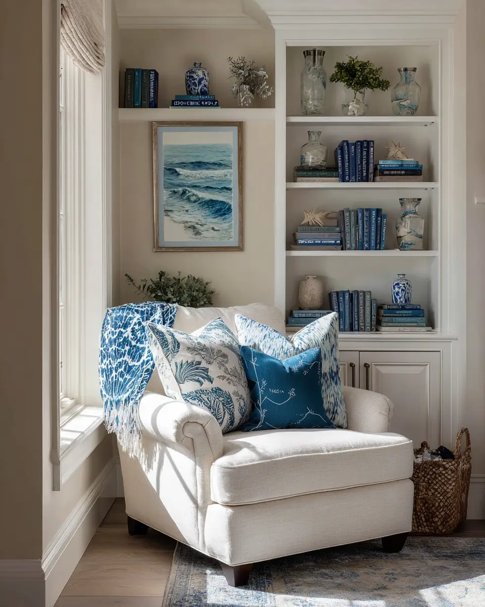 White Coastal Home Office Decor Ideas