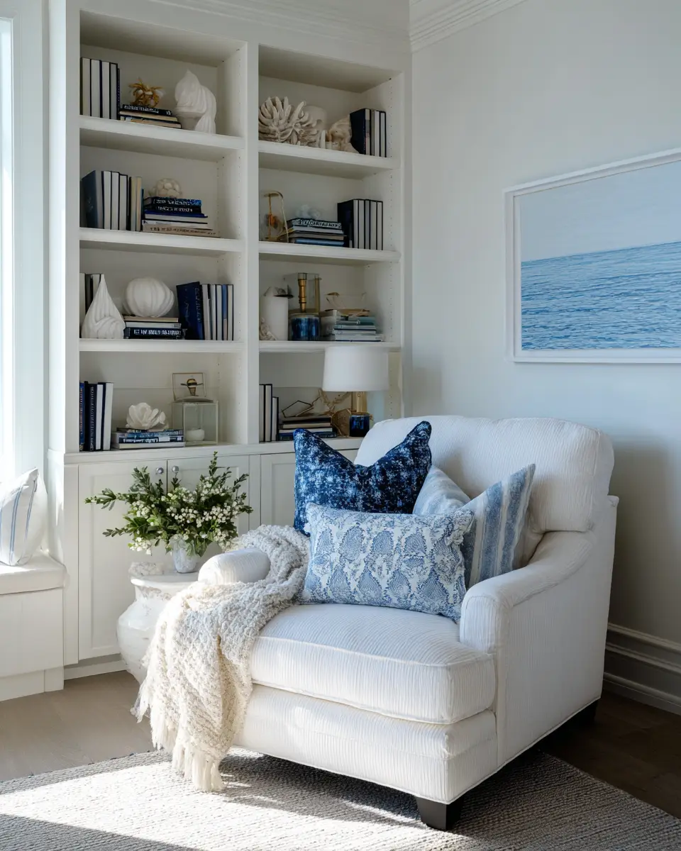 White Coastal Home Office Decor Ideas