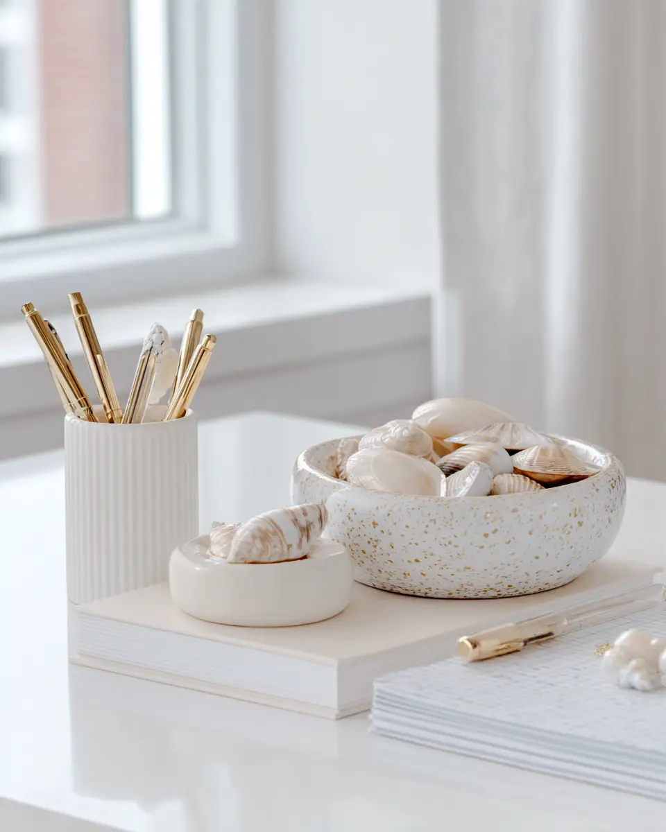 White Coastal Home Office Decor Ideas