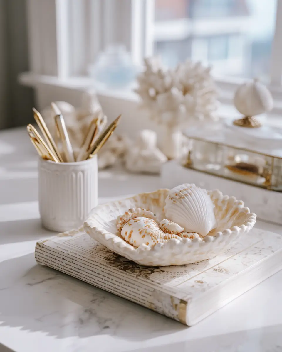 White Coastal Home Office Decor Ideas