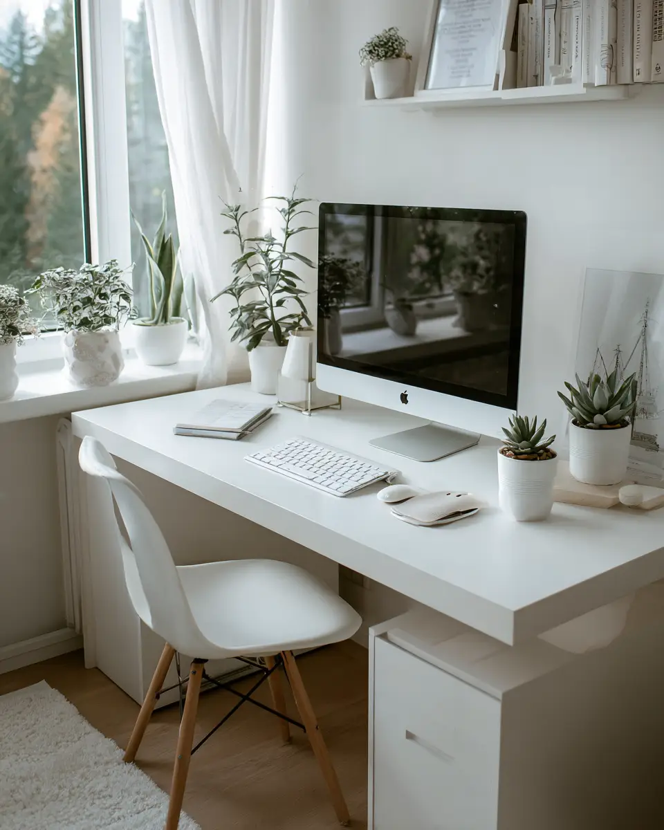 White Coastal Home Office Decor Ideas