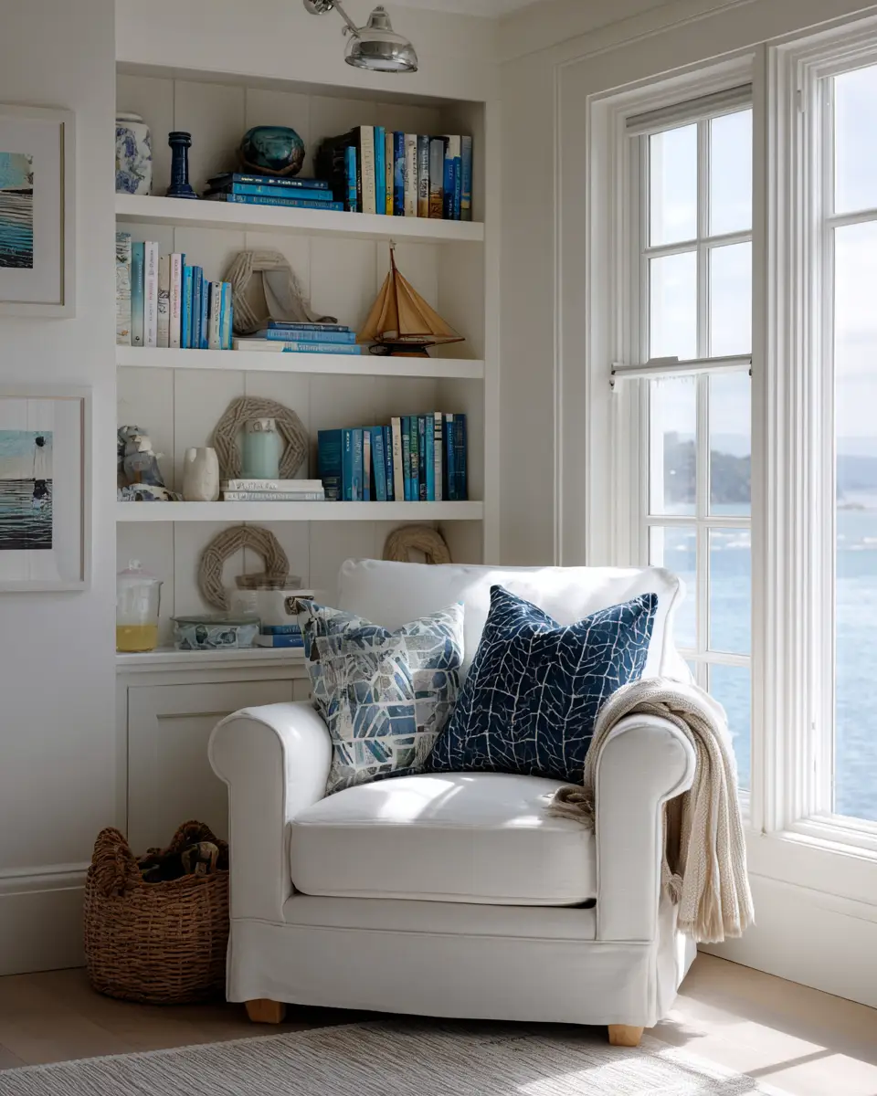 White Coastal Home Office Decor Ideas
