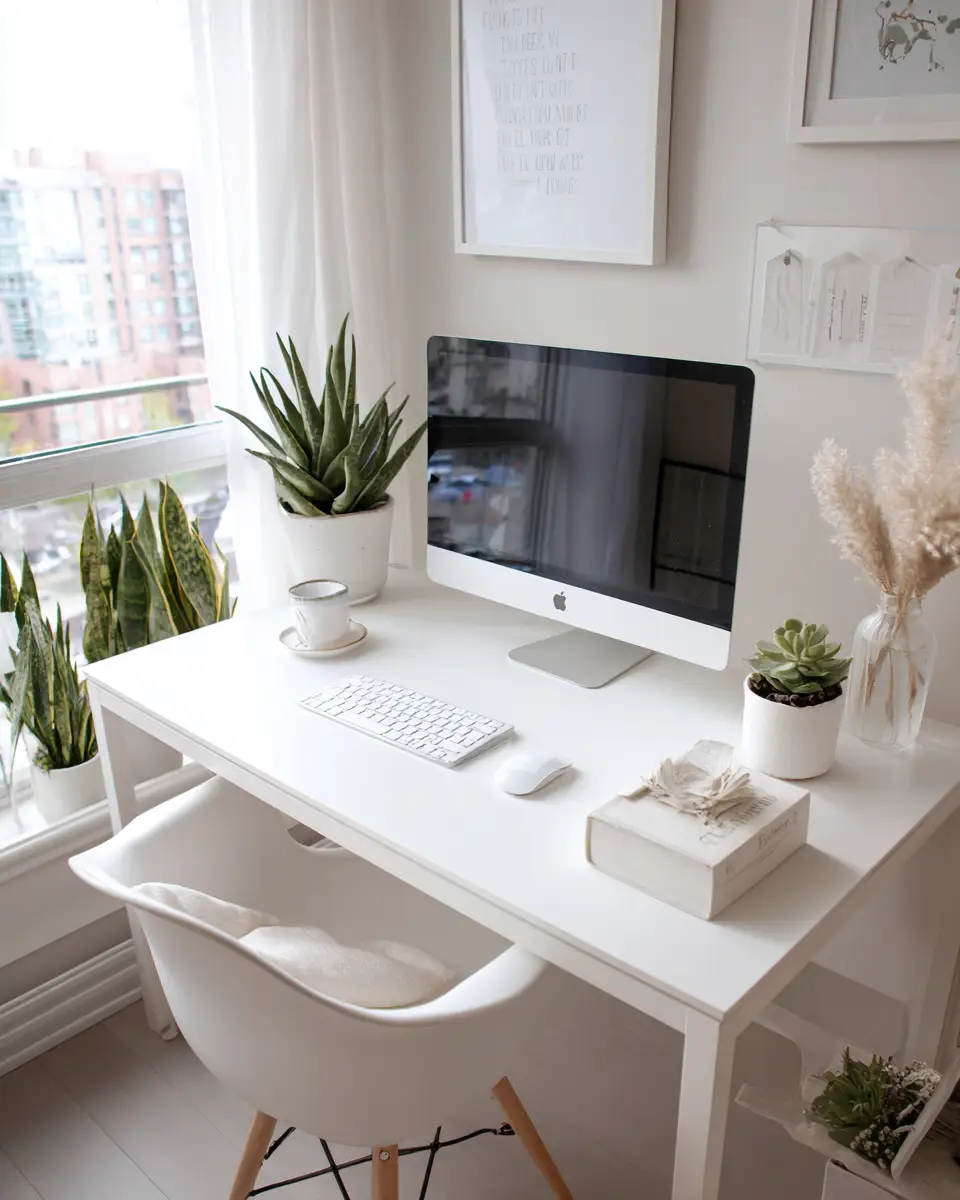 White Coastal Home Office Decor Ideas