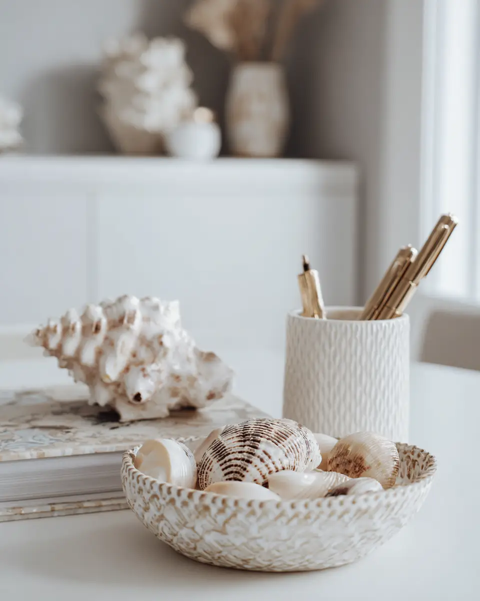 White Coastal Home Office Decor Ideas