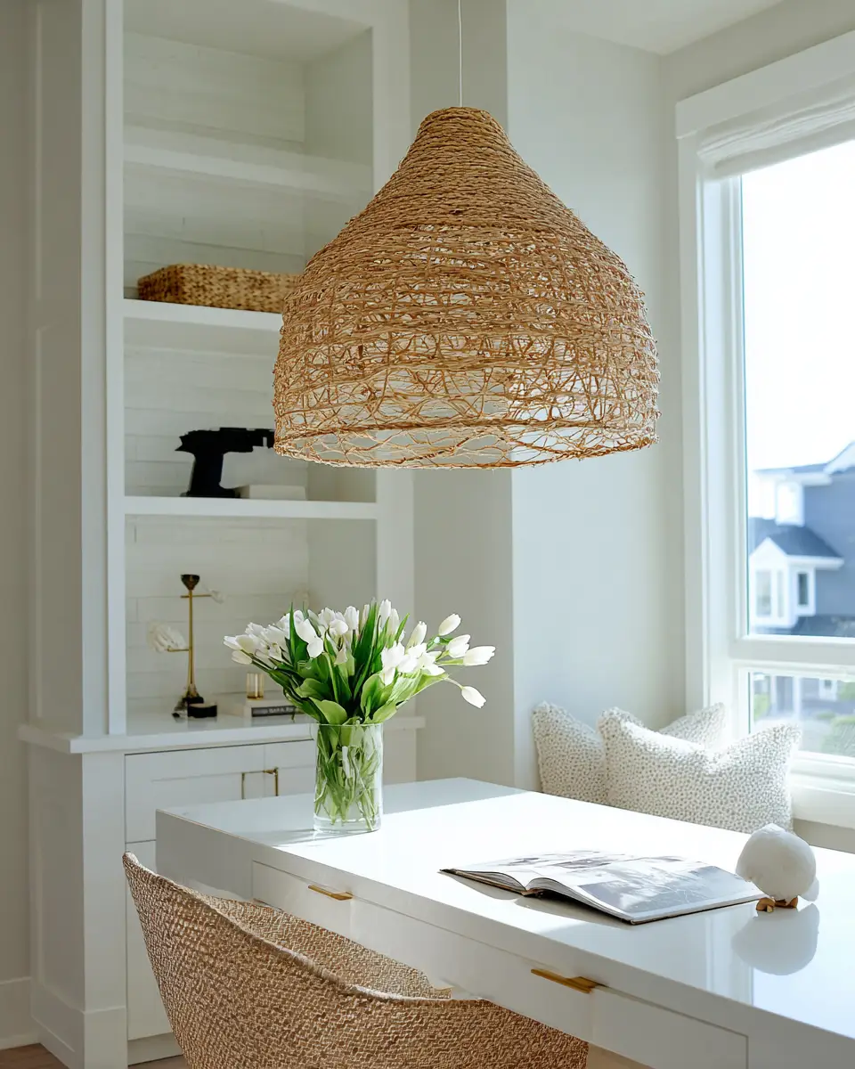 White Coastal Home Office Decor Ideas