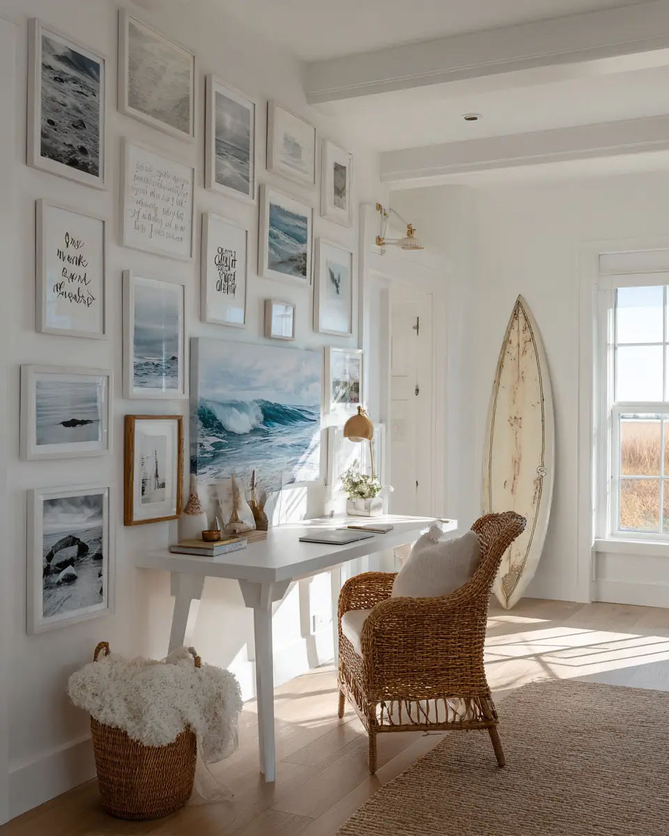 White Coastal Home Office Decor Ideas