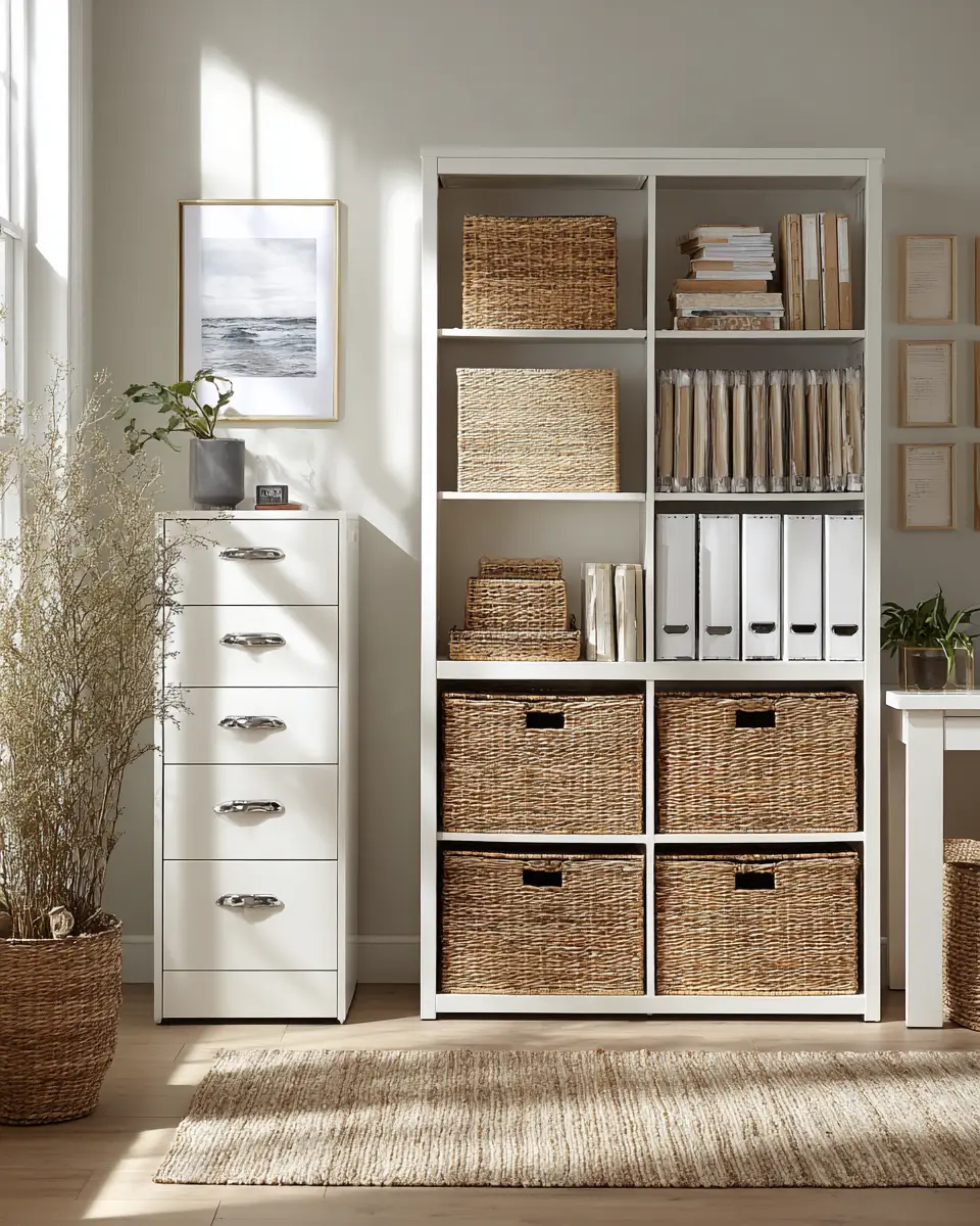 White Coastal Home Office Decor Ideas