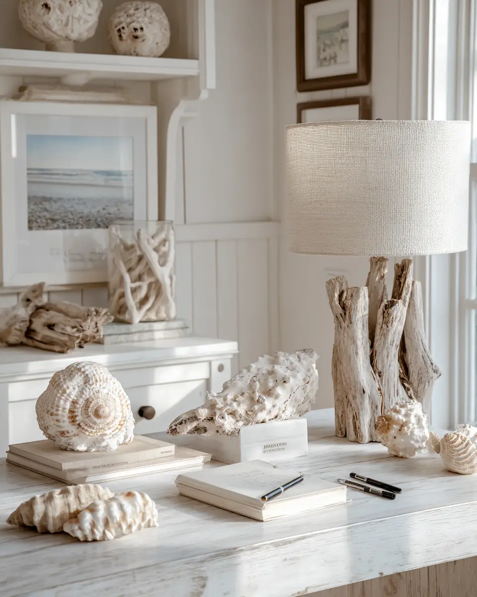 White Coastal Home Office Decor Ideas