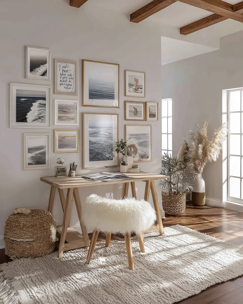 White Coastal Home Office Decor Ideas