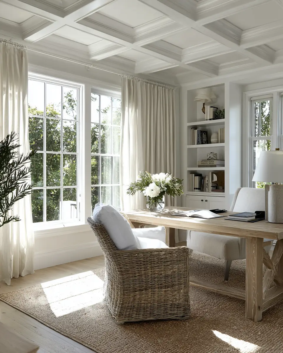White Coastal Home Office Decor Ideas