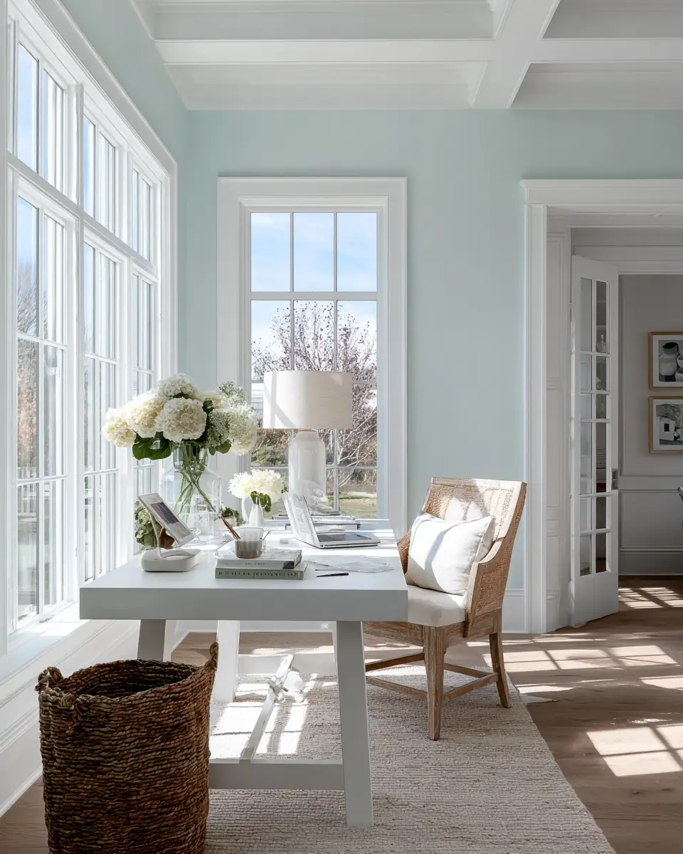 White Coastal Home Office Decor Ideas