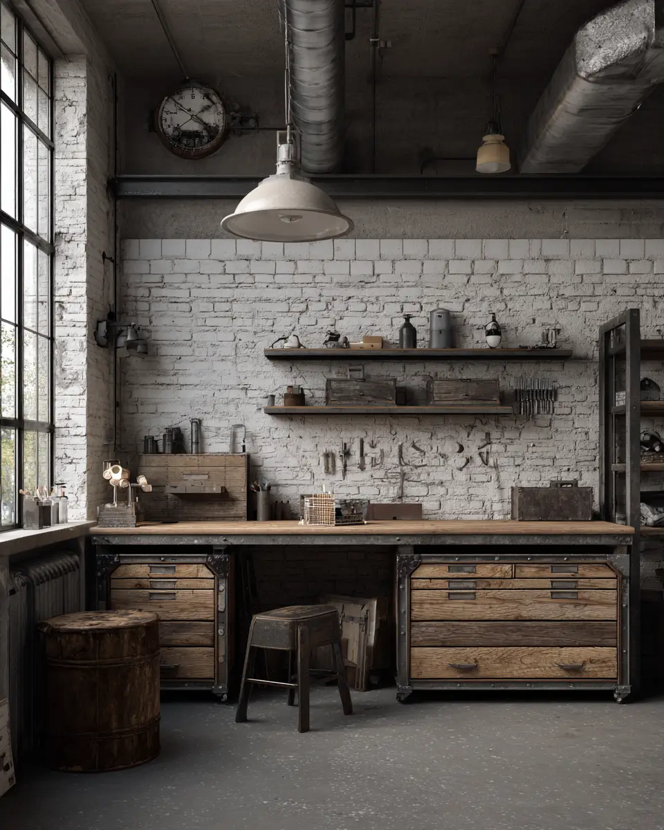 White Industrial Garage Decor Ideas