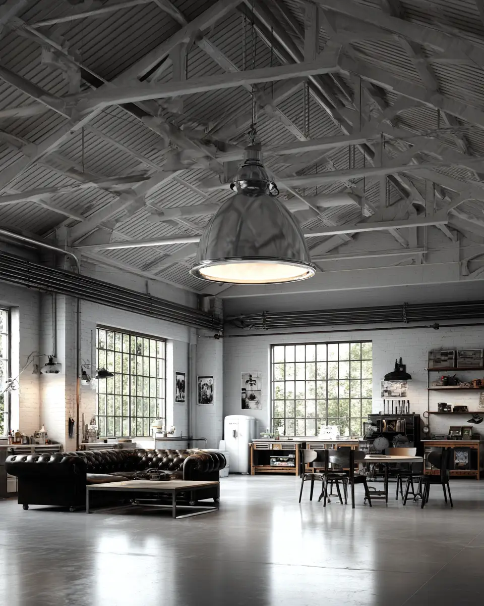 White Industrial Garage Decor Ideas