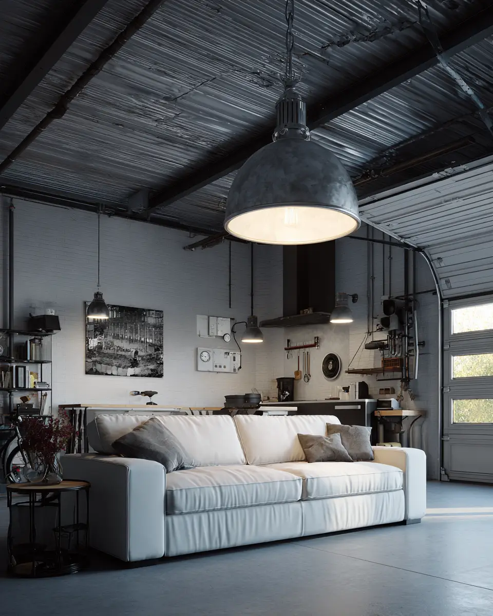 White Industrial Garage Decor Ideas