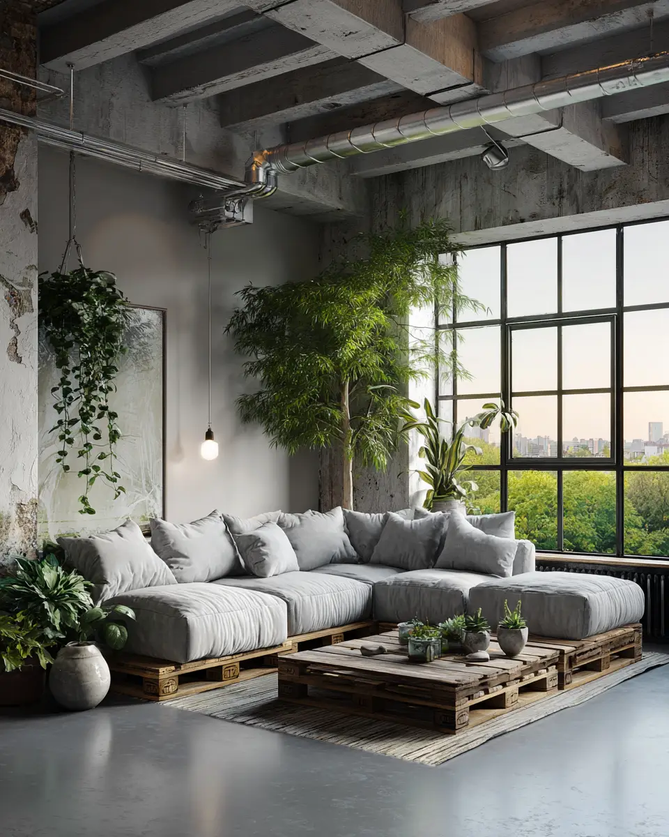 White Industrial Living Room Decor Ideas
